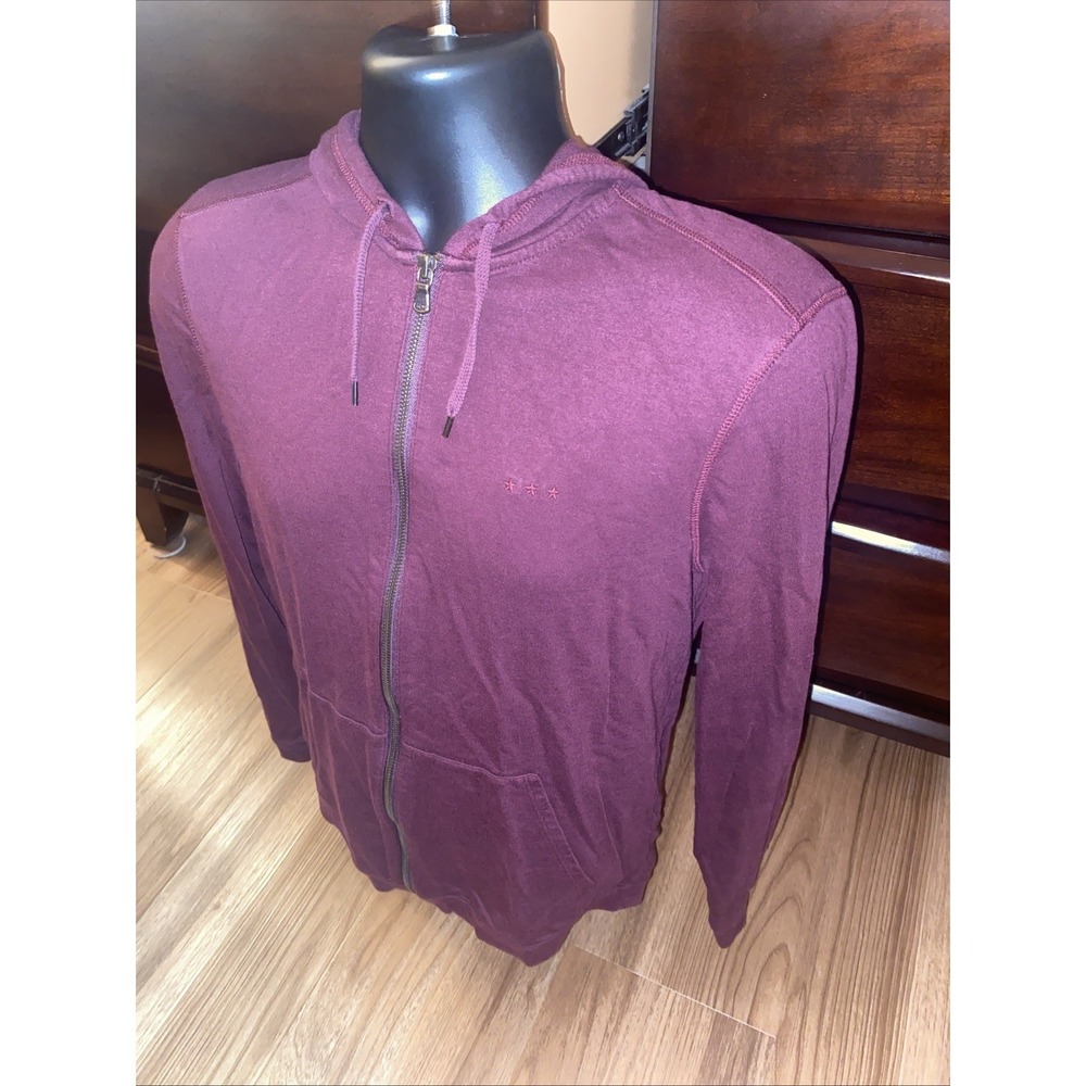 John Varvatos Full Zip Hoodie Men's Small Burgundy Lightweight Sweatshirt 102515 - Picture 2 of 7